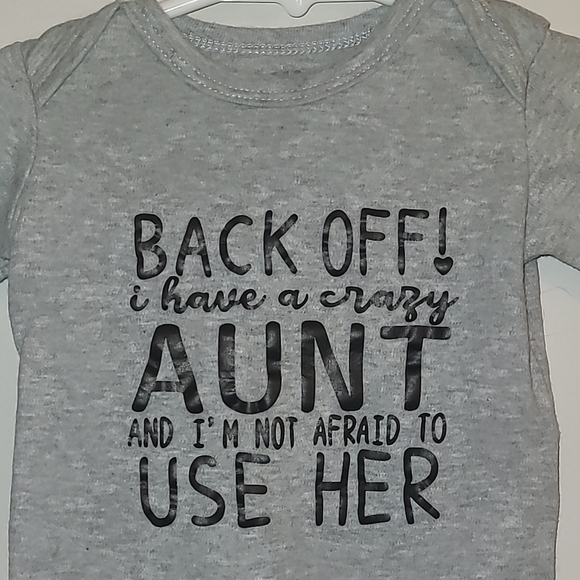 Gray Long Sleeved Bodysuit with Funny Text LOT H - Picture 4 of 7
